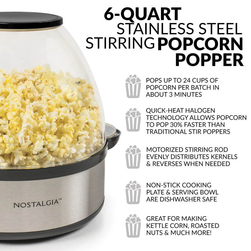 Nostalgia Electrics Nostalgia 6Quart Stirring Popcorn Popper With